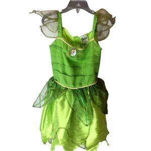 Disney Tinker Bell Lime Green Halloween Costume Dress Girls Small 4-6x NWOT